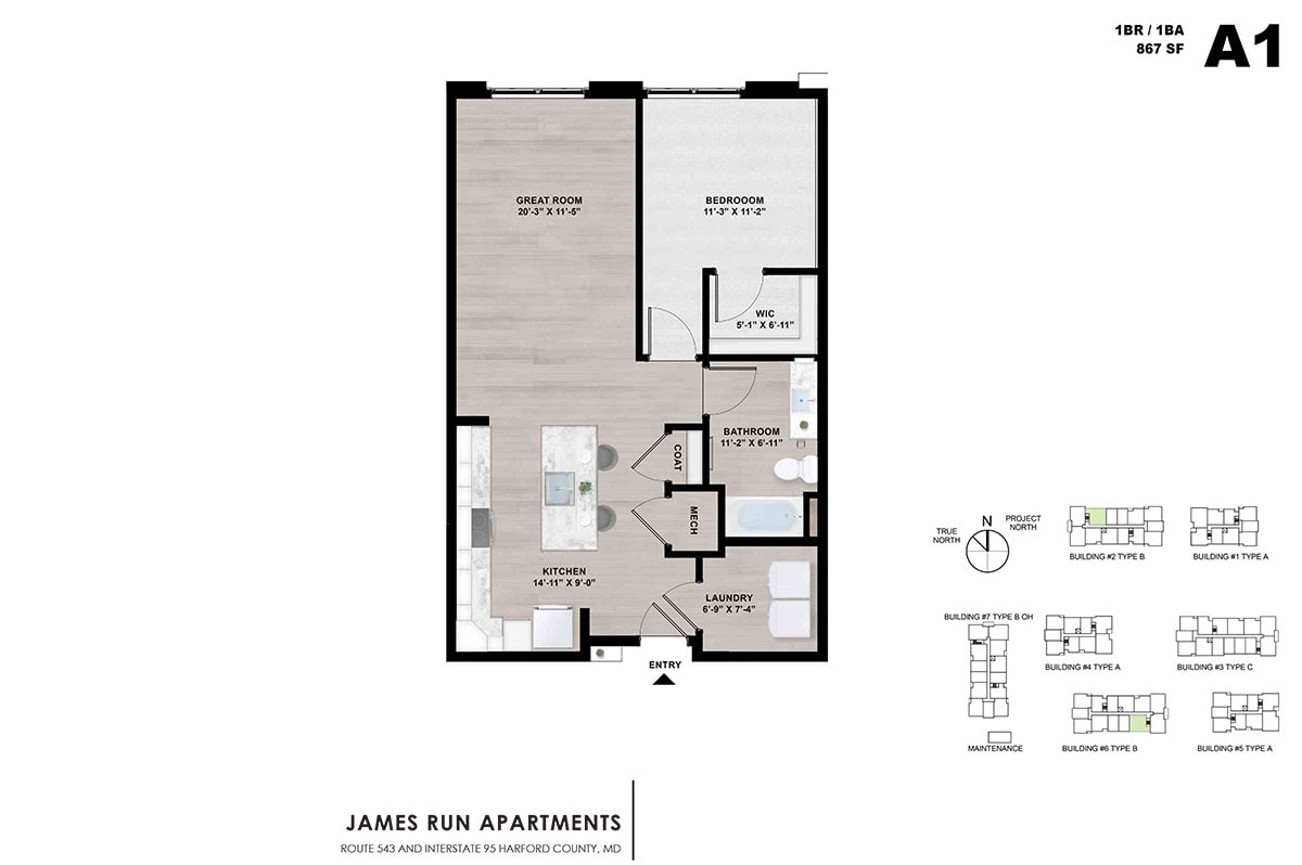 James Run Apartments Unit Plan Rendering 1